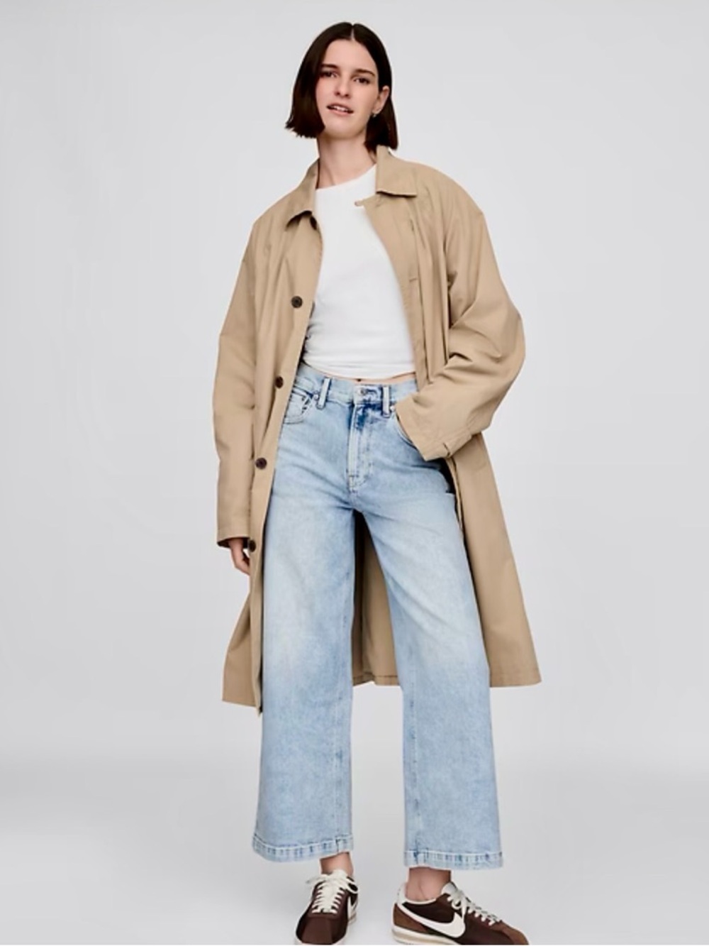 GAP Light Blue High-Rise Wide-Leg Crop Jeans